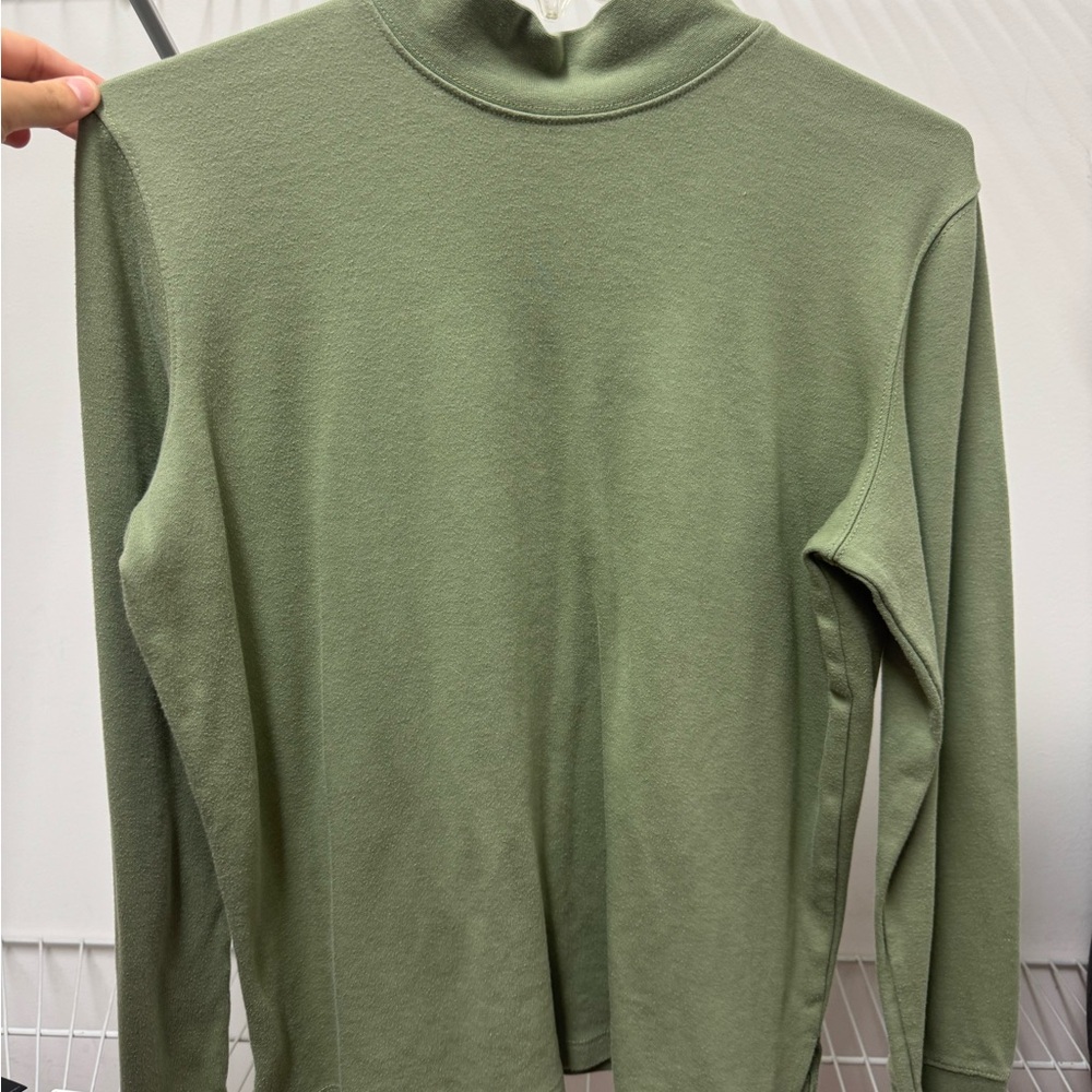 Olive Green Mock Neck Long Sleeve Top
